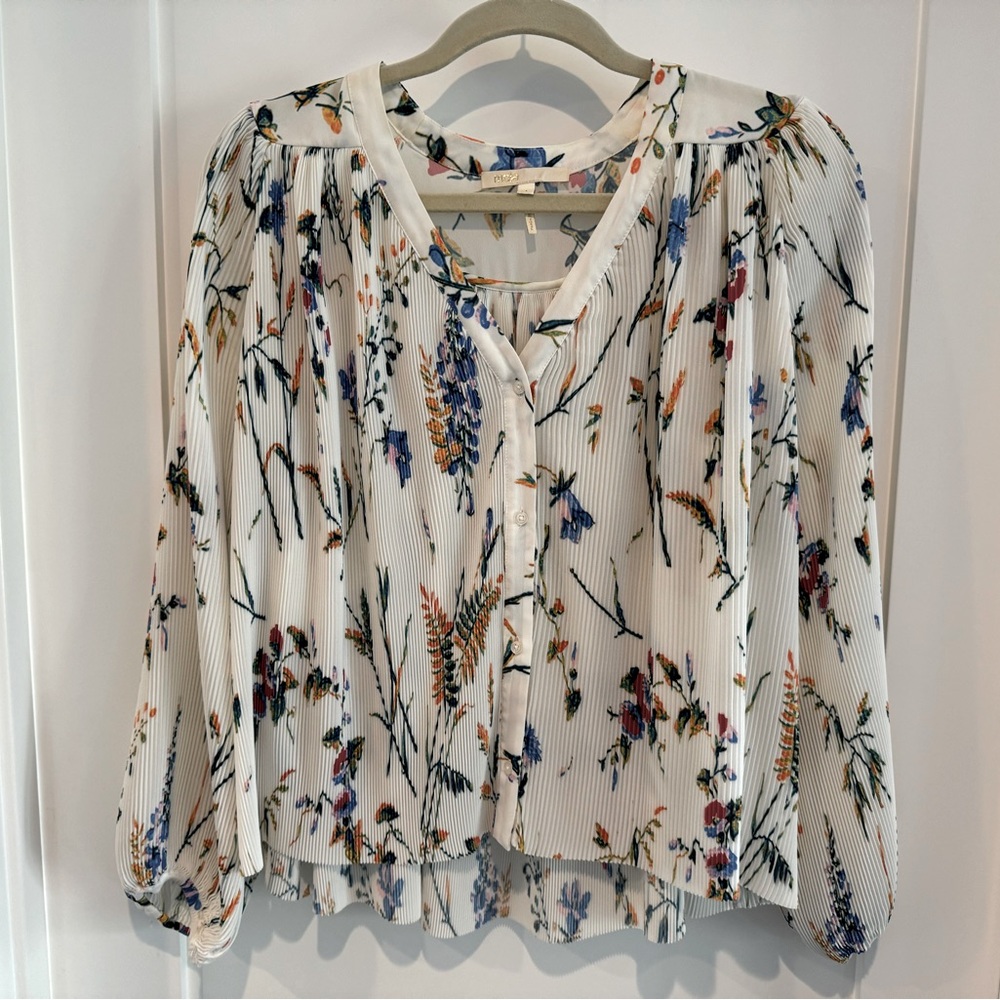 Maje Larcy Pleated Floral Top - Sz 1